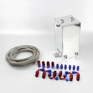 Mirror Polished Fuel Surge Tank Kit 4L with Hose Fittings