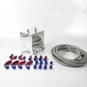 Mirror Polished Fuel Surge Tank Kit/Fuel Can Kit for 2L with Hose Fittings