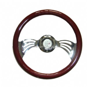 Racing Car Wooden Steering Wheel with Chrome Sopke