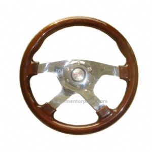 Universal Auto Car Wood Steering Wheel with Chrome Spoke